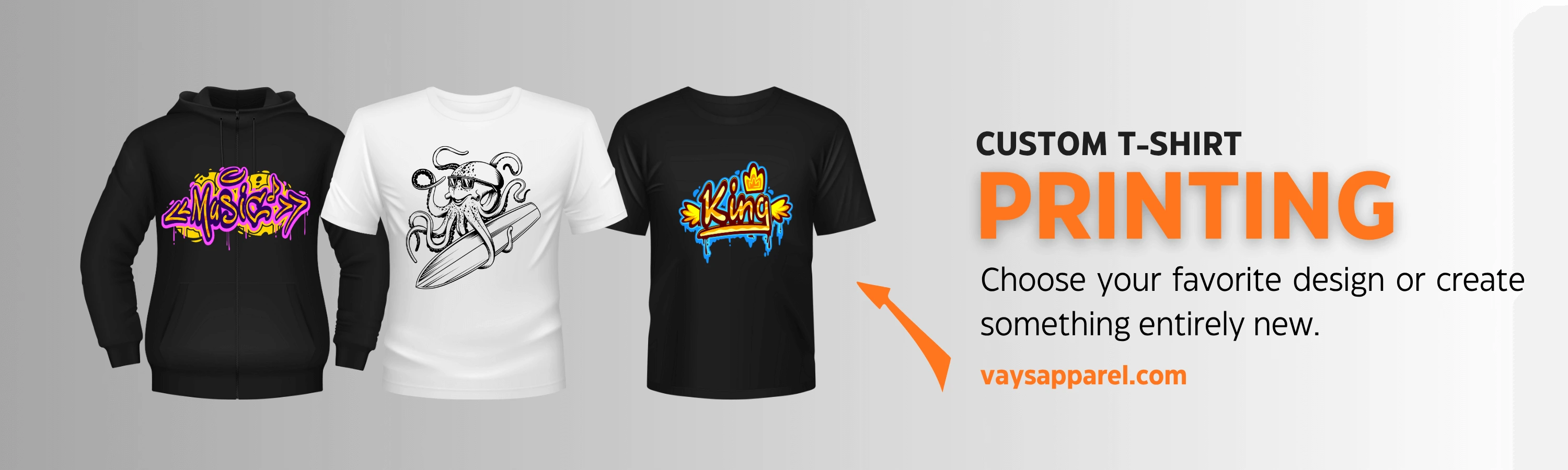 Custom T-Shirt Printing Banner by Vays Apparel – Clothing Manufacturers