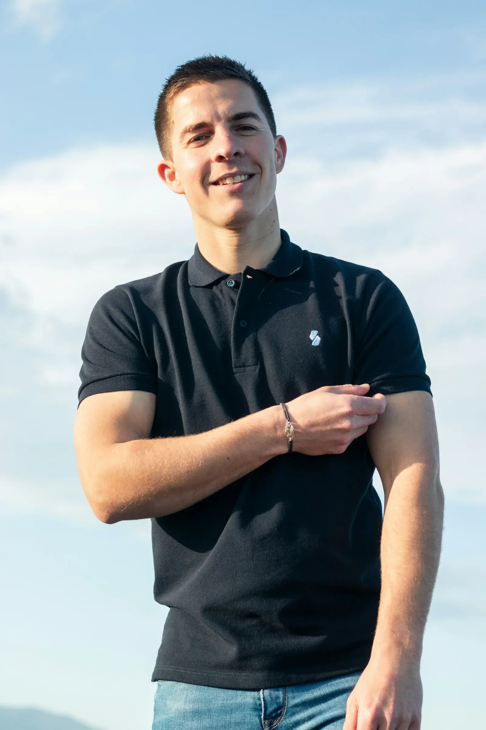 Active man running in premium custom sportswear