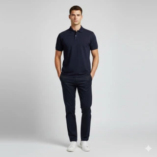 Classic regular-fit polo shirt in navy blue - custom polo manufacturer