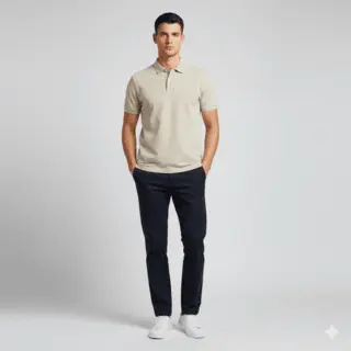Slim-fit polo shirt in cream/off-white - custom apparel manufacturing