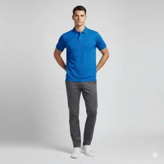 Performance sports polo shirt in blue - custom athletic polo manufacturer