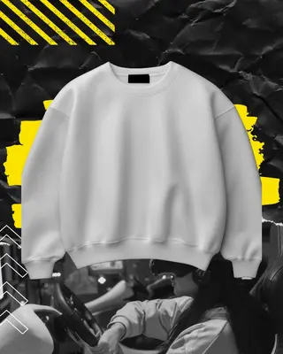 Blank grey oversized sweatshirt for custom embroidery and printing.